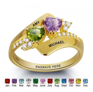 Birthstone Ring, Sterling Silver Personalized Engravable Ring JEWJORI101798